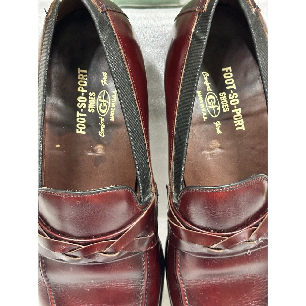 Foot So Port Shoes‎ Comfort Made USA Supreme Size 10 Brown Maroon Slip On - Picture 9 of 14